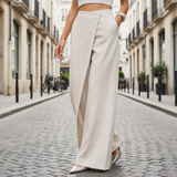 Bellagio Asymmetric Wrap Wide-Leg Pants in Apricot