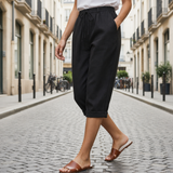 Tarifa Linen Drawstring Bermuda Shorts in Black