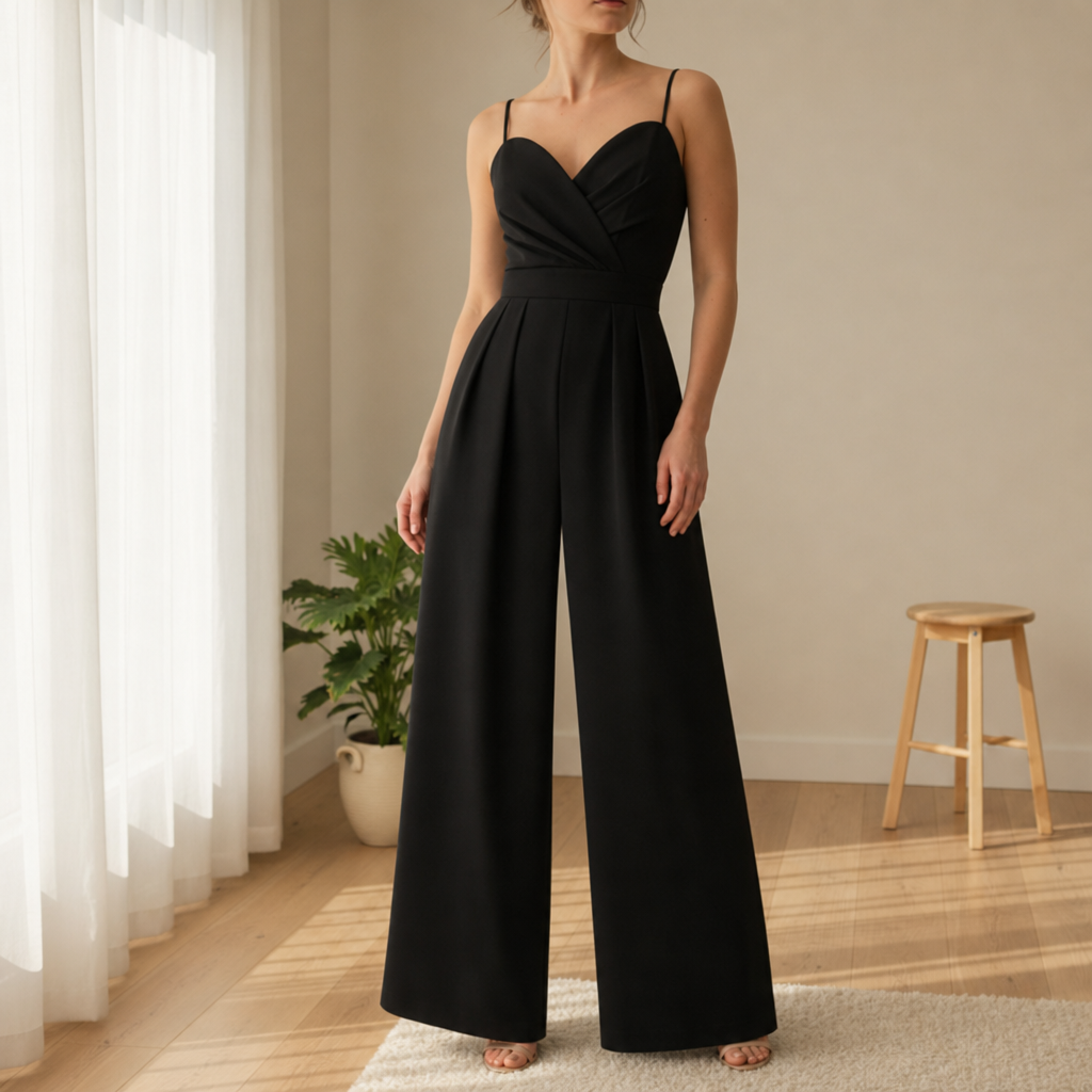 Urbino Sweetheart Wide Leg Jumpsuit in Black