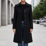 Gozo Structured Wool Coat in Black