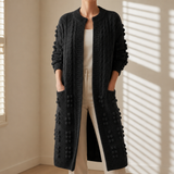 Merano Textured Knit Longline Cardigan in Black