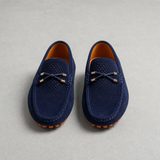 Anzio Perforated Suede Loafers in Blue