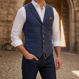 Milos Tailored Check Waistcoat in Blue