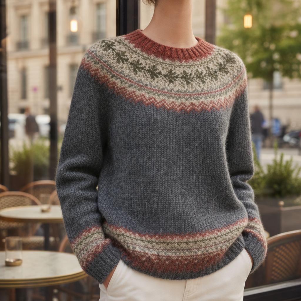 Padova Fair Isle Knit Sweater in Gray