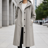 Assisi Hooded Long Trench Coat in Gray