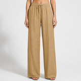 Lacoste Linen Wide Leg Pants in Khaki