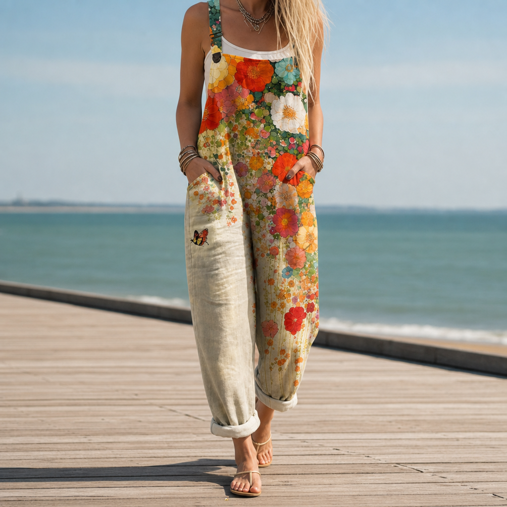 Menton Floral Wide Leg Jumpsuit in Multicolour