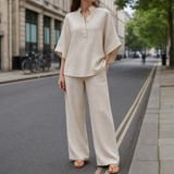 Collioure Linen Kimono Pants Set in Sand