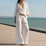 Lerici Linen Wide Leg Set in White
