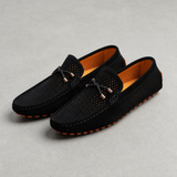 Anzio Perforated Suede Loafers in Black