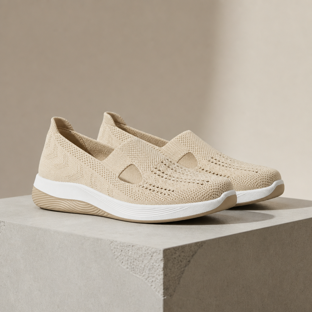 Spetses Orthopedic Knit Slip-Ons in Cream