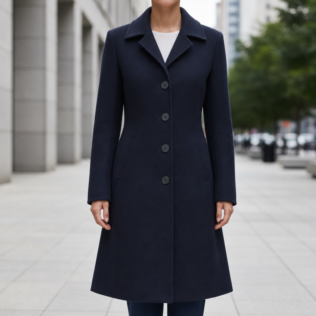 Gozo Structured Wool Coat in Dark Blue