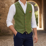 Milos Tailored Check Waistcoat in Green