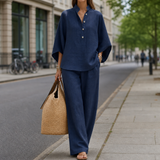 Collioure Linen Kimono Pants Set in Navy