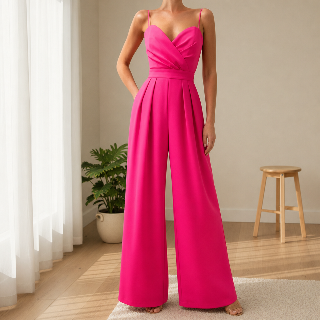 Urbino Sweetheart Wide Leg Jumpsuit in Pink