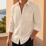 Spoleto Linen Blend Shirt in Beige
