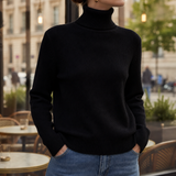Paxos Ribbed Turtleneck Sweater in Black