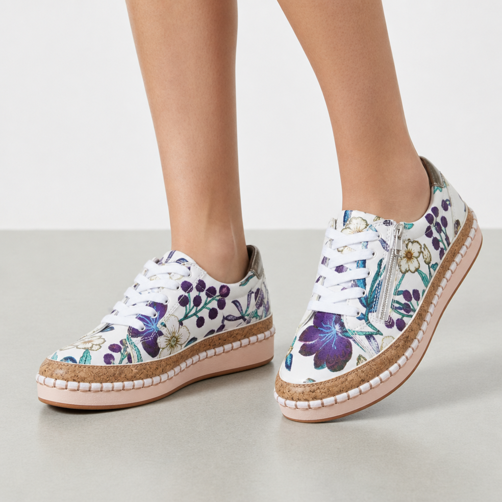 Tossa Floral Platform Sneakers in Blue Floral
