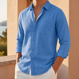 Spoleto Linen Blend Shirt in Blue