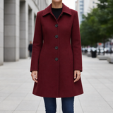 Gozo Structured Wool Coat in Dark Red