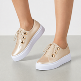 Ericeira Orthopedic Gold-Stud Sneakers in Gold