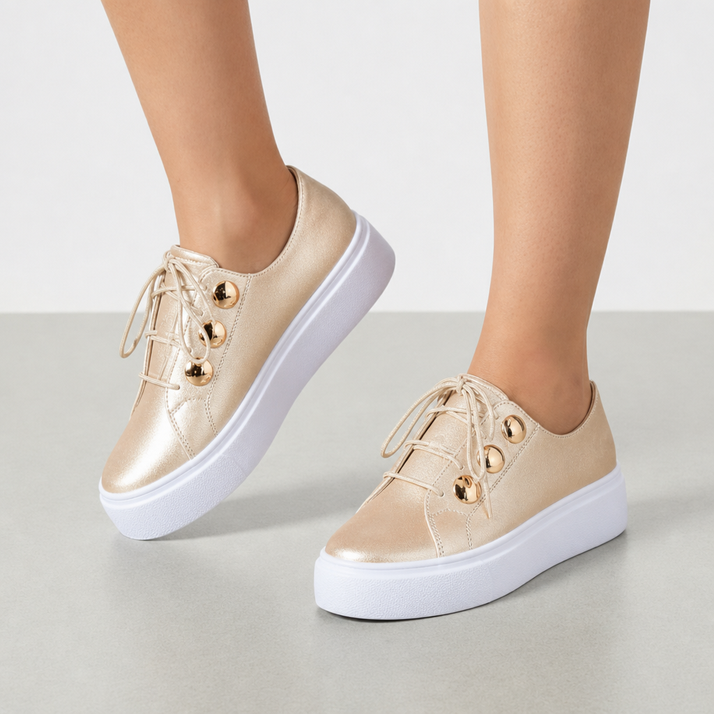 Ericeira Orthopedic Gold-Stud Sneakers in Gold