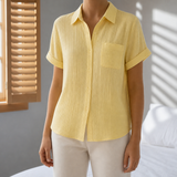 Omodos Gauze Button-Down Shirt in Yellow