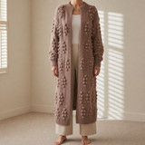 Merano Textured Knit Longline Cardigan in Brown
