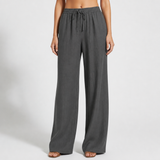 Lacoste Linen Wide Leg Pants in Dark Gray