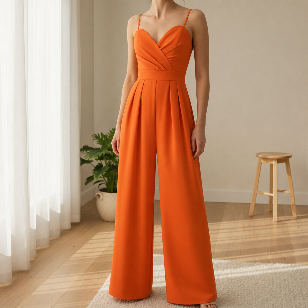 Urbino Sweetheart Wide Leg Jumpsuit in Orange