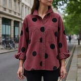 Ios Polka Dot Denim Shirt in Red