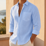Spoleto Linen Blend Shirt in Sky Blue