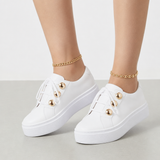 Ericeira Orthopedic Gold-Stud Sneakers in White