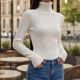 Paxos Ribbed Turtleneck Sweater in White
