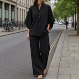Collioure Linen Kimono Pants Set in Black