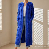 Merano Textured Knit Longline Cardigan in Royal Blue