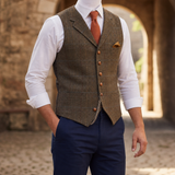 Milos Tailored Check Waistcoat in Brown