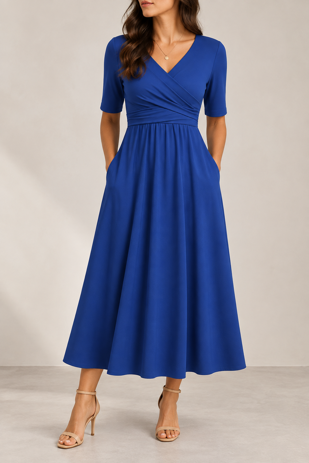 Rapallo Crossover Bodice Midi Dress