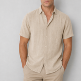 Aegina Linen Short Sleeve Shirt in Sand Beige