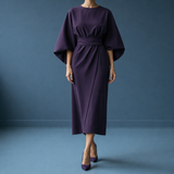 Alassio Belted Lantern Sleeve Dress in Violet