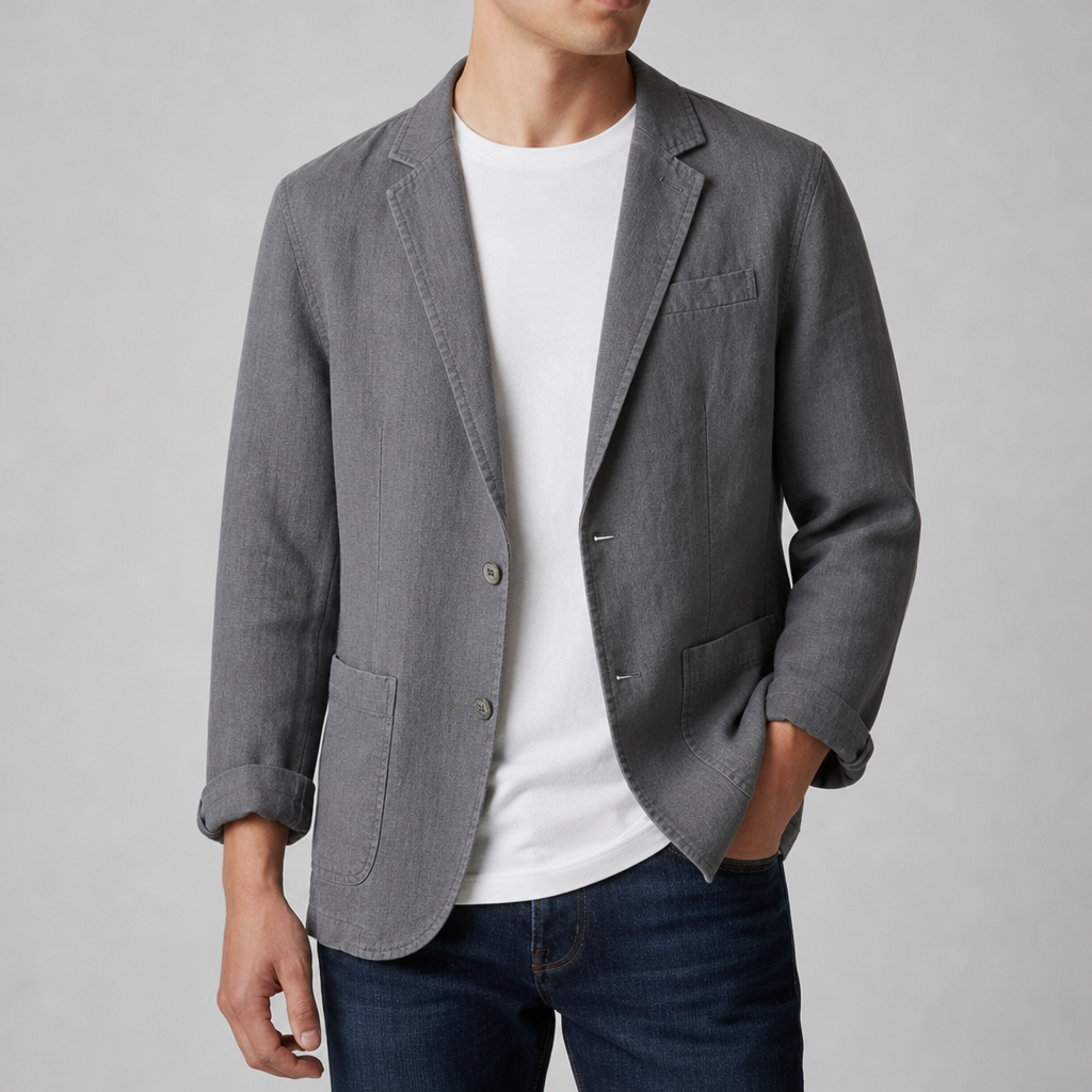 Alicante Linen Casual Blazer in Gray