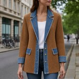 Amorgos Denim Knit Mixed Jacket in Khaki