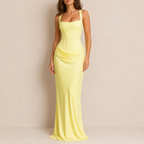 Assisi Corset Fishtail Maxi Gown in Lemon