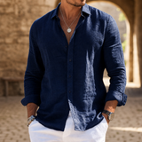 Assisi Linen Casual Shirt in Navy