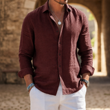 Assisi Linen Casual Shirt in Brown