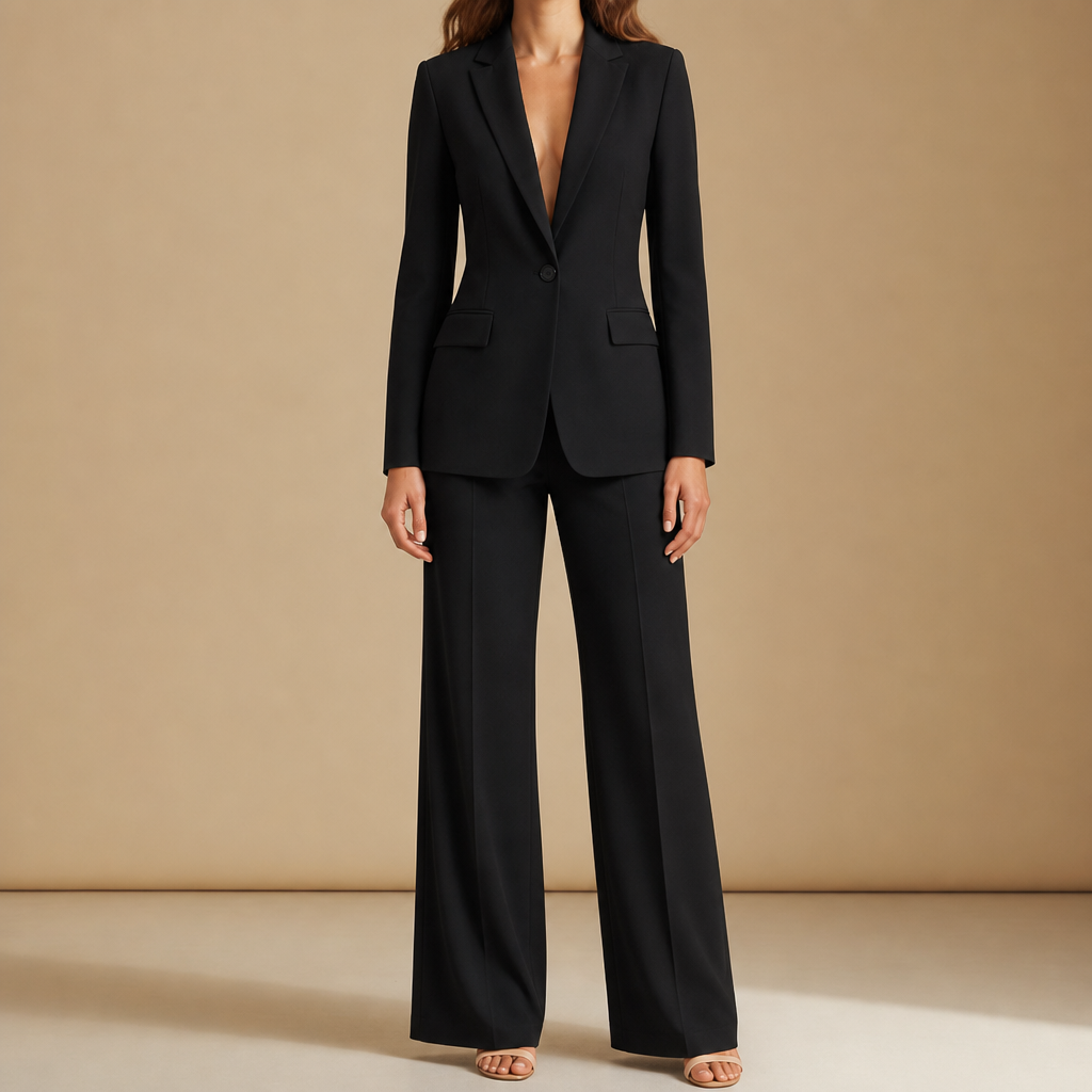 Aveiro Tailored Two-Piece Suit Set in Black