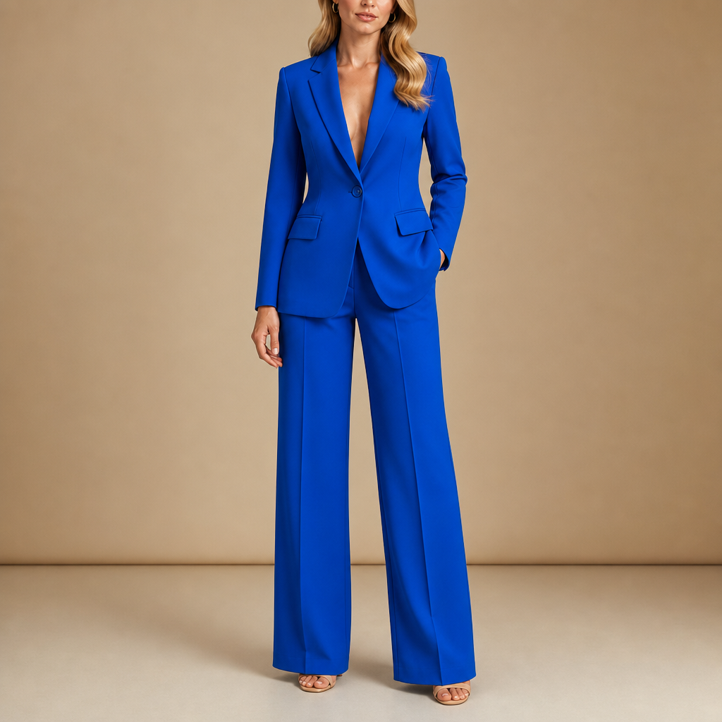 Aveiro Tailored Two-Piece Suit Set in Blue