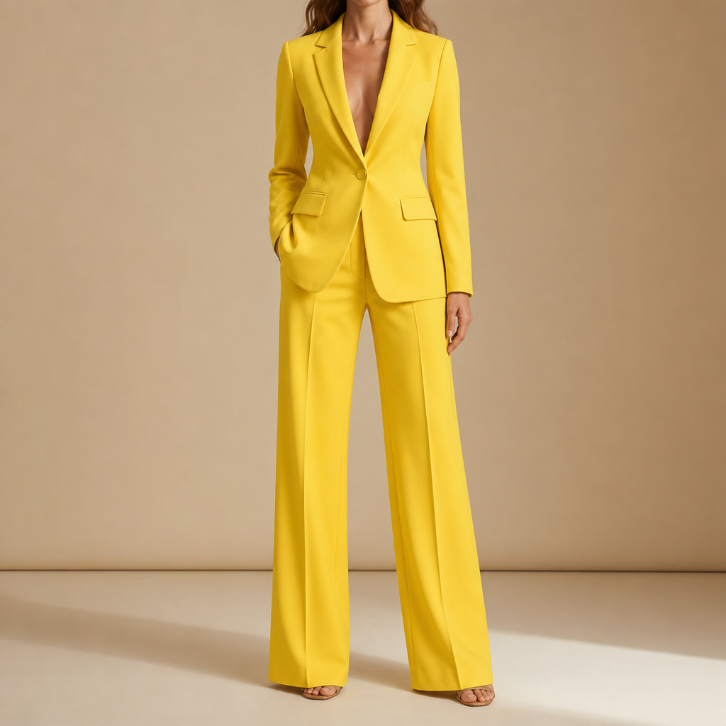 Aveiro Tailored Two-Piece Suit Set in Yellow