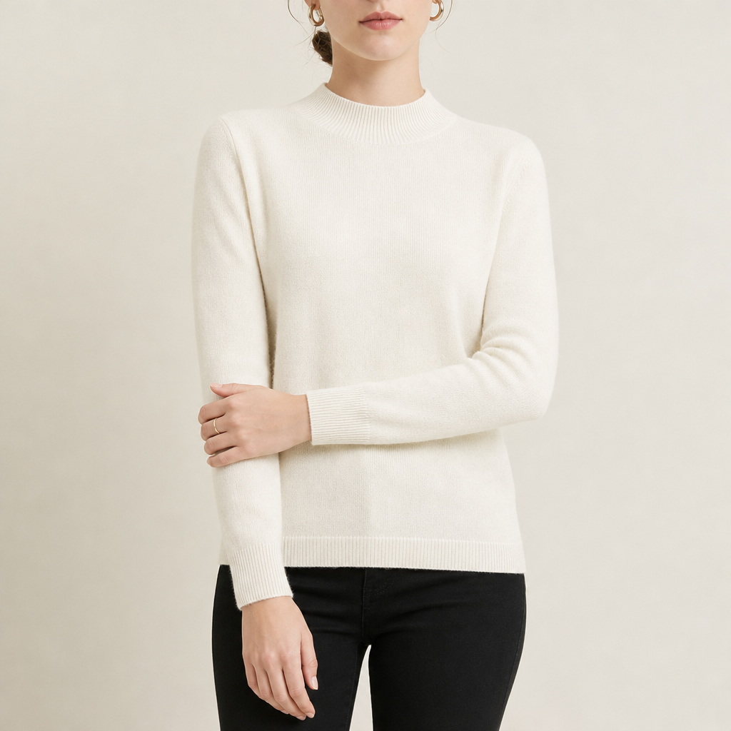 Avila Cashmere Crew Neck Sweater in White