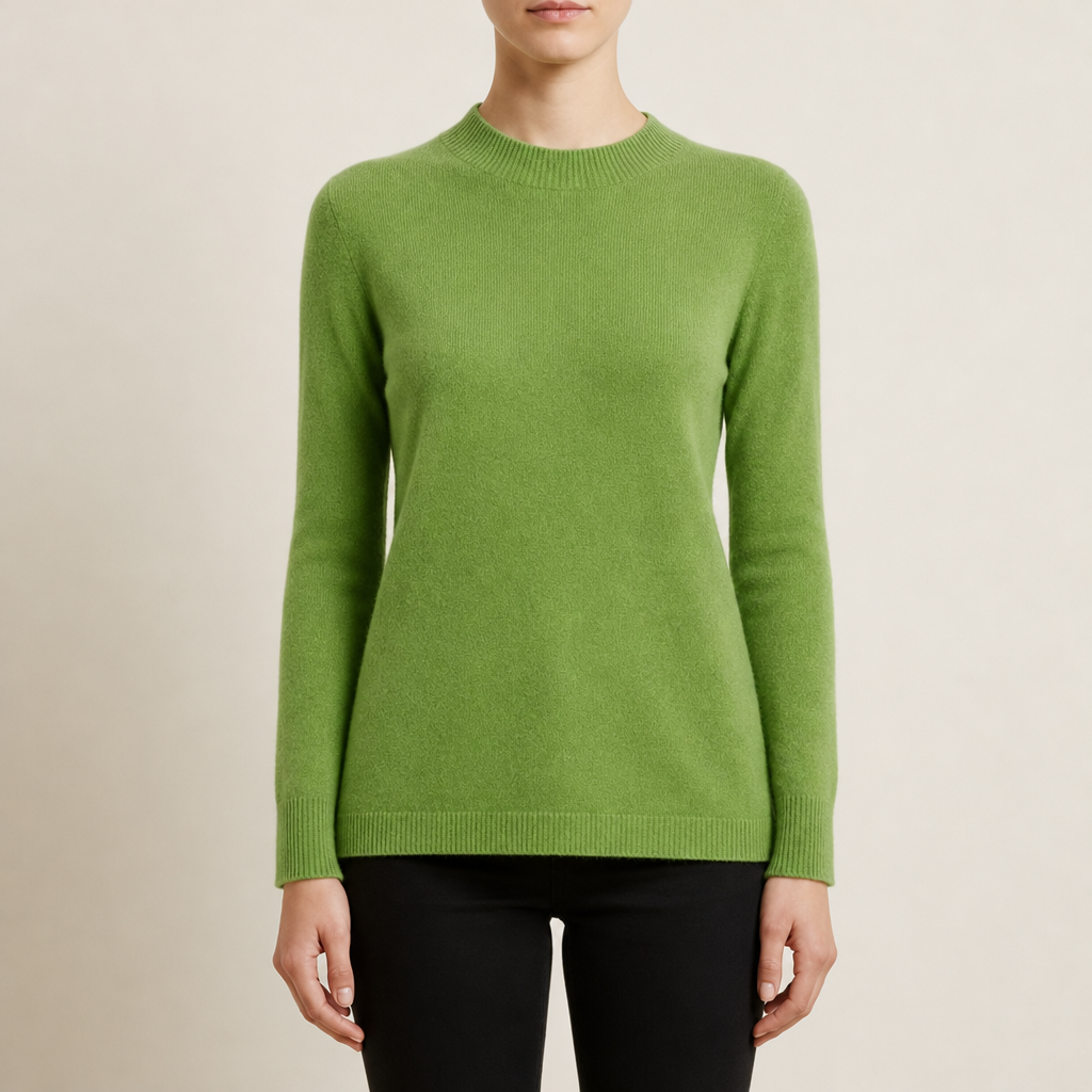 Avila Cashmere Crew Neck Sweater in Green